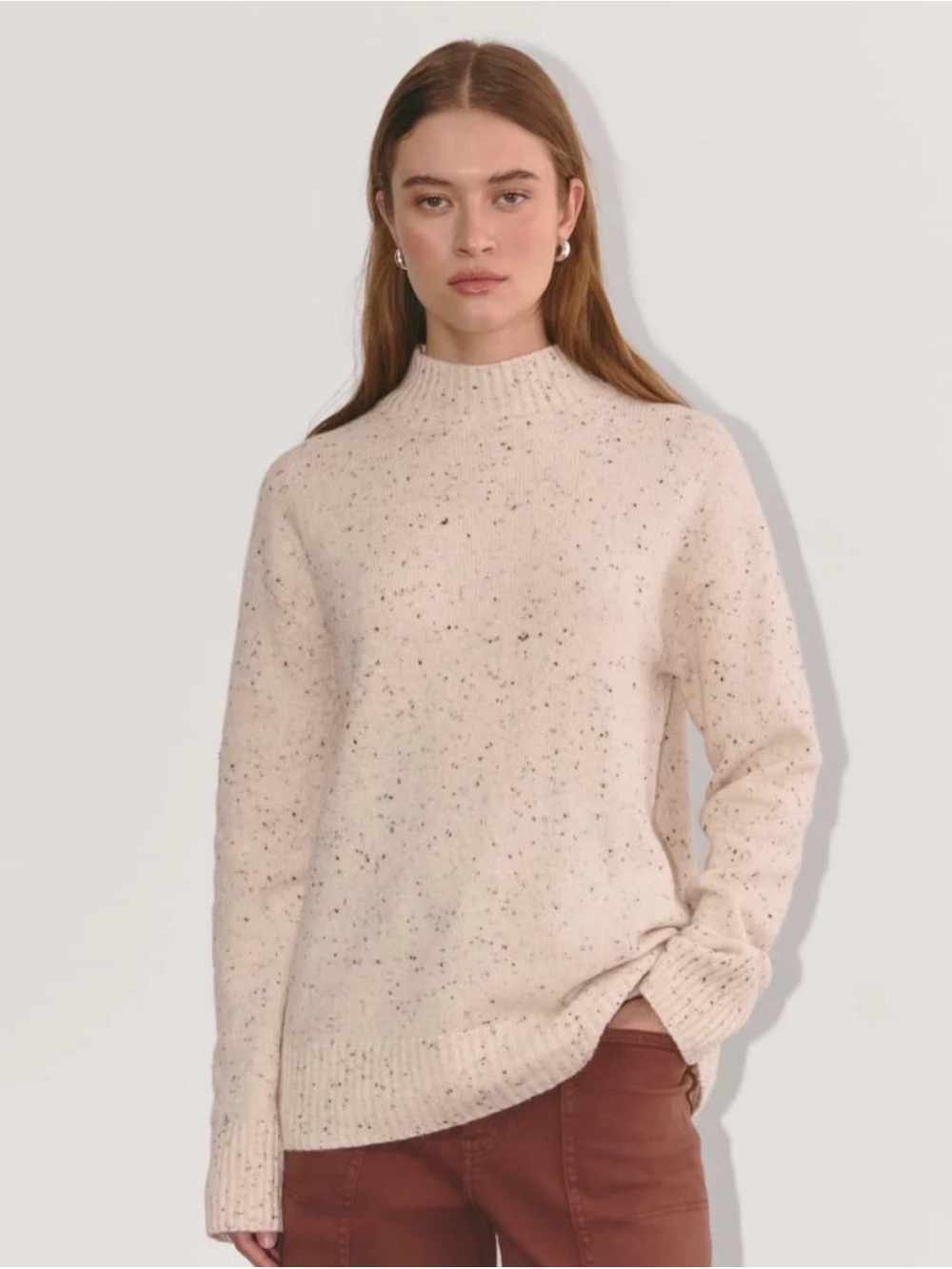 Everlane THE MOCKNECK SWEATER IN PLUSH COTTON cream confetti, size small